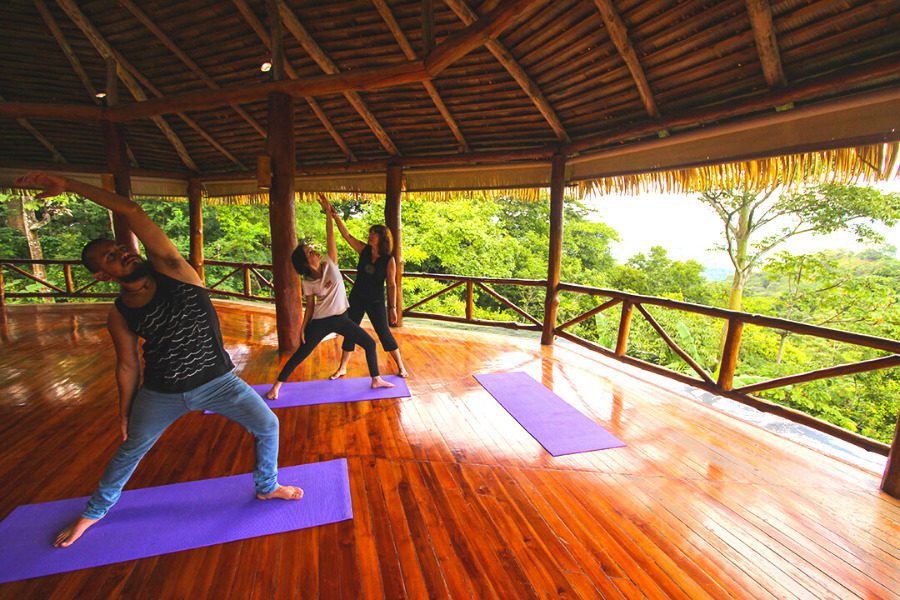 cours de yoga avec une sur jungle au costa rica